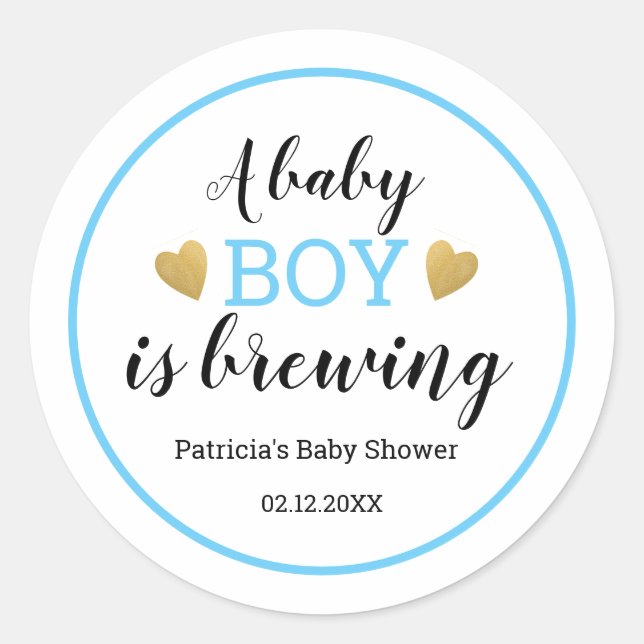 A Baby Boy Is Brewing Baby Shower  Thank You Classic Round Sticker (Front)