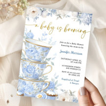 A Baby Boy is Brewing Tea Party Baby Shower Blue
