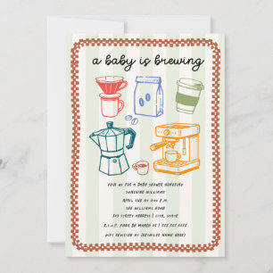 A Baby Brewing Coffee Doodle Neutral Baby Shower Invitation