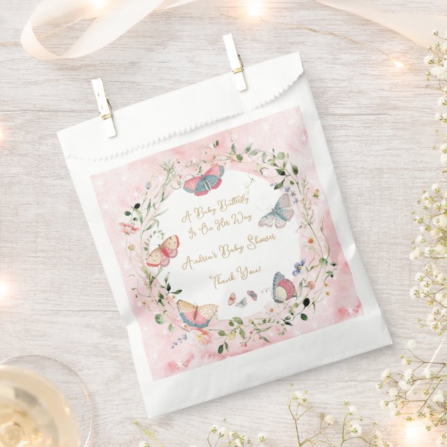 A Baby Butterfly Is On Her Way Baby Shower Favour Bags (Clipped)