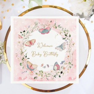 A Baby Butterfly Is On Her Way Baby Shower Napkin