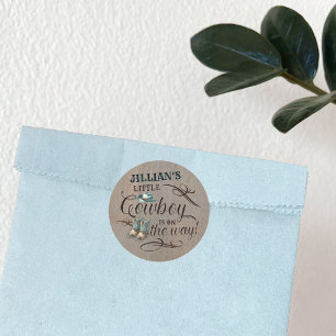 A Baby Cowboy is on the Way Baby Shower Classic Round Sticker