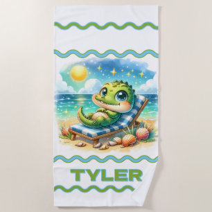 A Baby Croc’s Sunny Escape Personalised Beach Towel