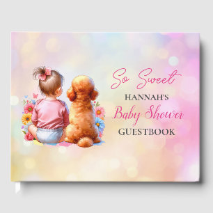 A Baby Girl and her Dog Baby Shower Personalised Guest Book