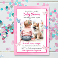 A Baby Girl and her Puppy Pink Baby Shower