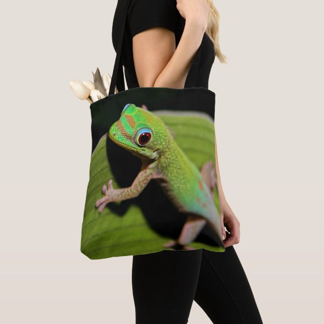 A Baby Green Gecko Tote Bag (Close Up)