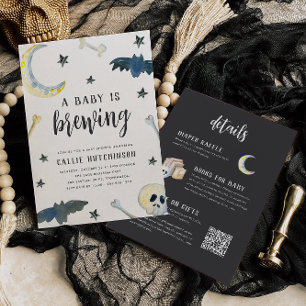 A Baby Is Brewing All-in-One Halloween Baby Shower Invitation