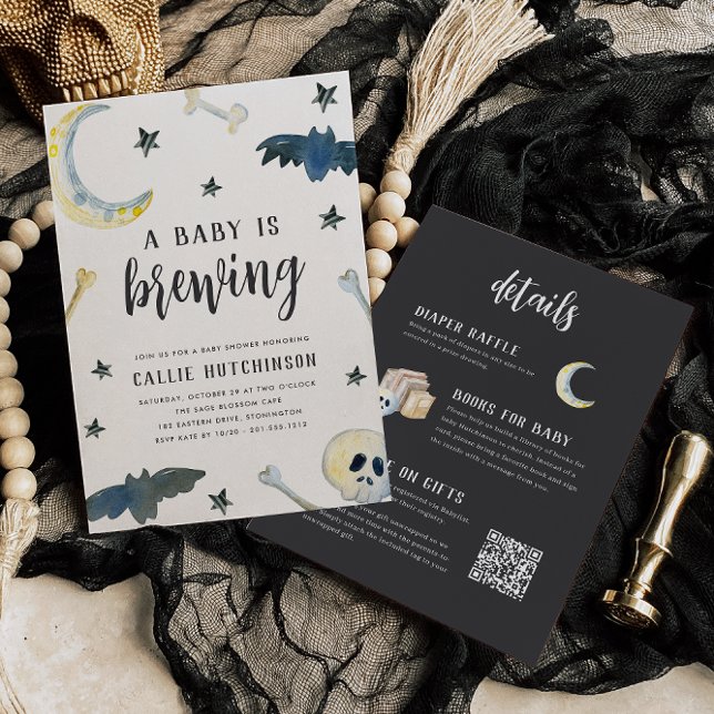A Baby Is Brewing All-in-One Halloween Baby Shower Invitation (Creator Uploaded)