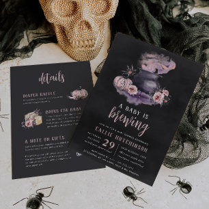 A Baby Is Brewing All in One Halloween Baby Shower Invitation