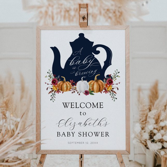 A Baby is Brewing Autumn Pumpkin Baby Shower Poster (Creator Uploaded)