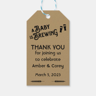 A Baby is Brewing Baby and Beers Shower Favour Gift Tags