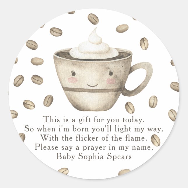 A baby is brewing baby - Prayer candle label (Front)