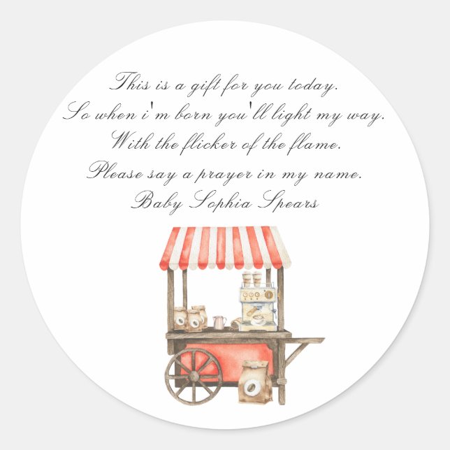 A baby is brewing baby - Prayer candle label (Front)