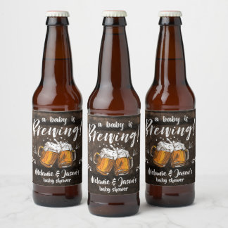 A Baby Is Brewing Baby Shower Beer Bottle Label