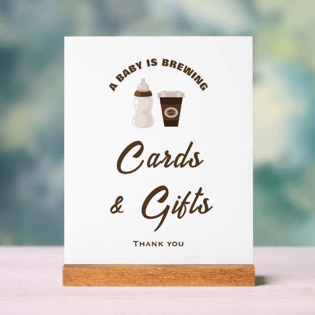 A Baby Is Brewing Baby Shower Cards & Gifts Sign (Neutral)