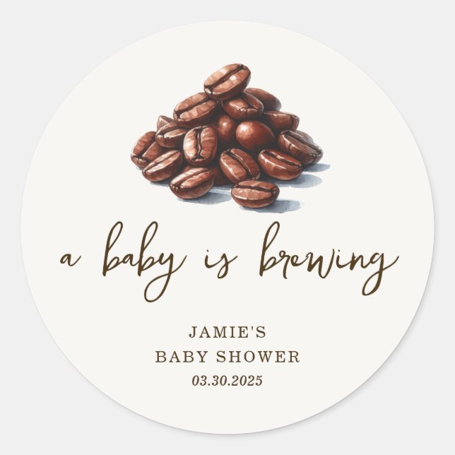 A Baby is Brewing Baby Shower  Classic Round Sticker (Front)