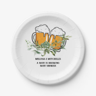 A baby is brewing baby shower dessert paper plate