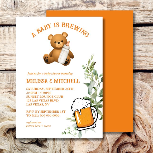A baby is brewing baby shower invitation (Creator Uploaded)