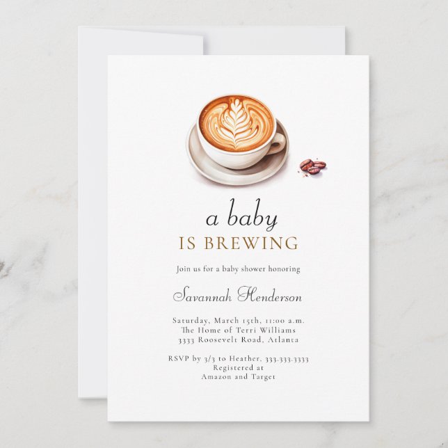 A Baby Is Brewing Baby Shower  Invitation (Front)