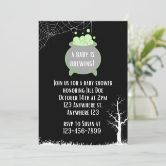 A Baby Is Brewing Baby Shower Invitation Halloween