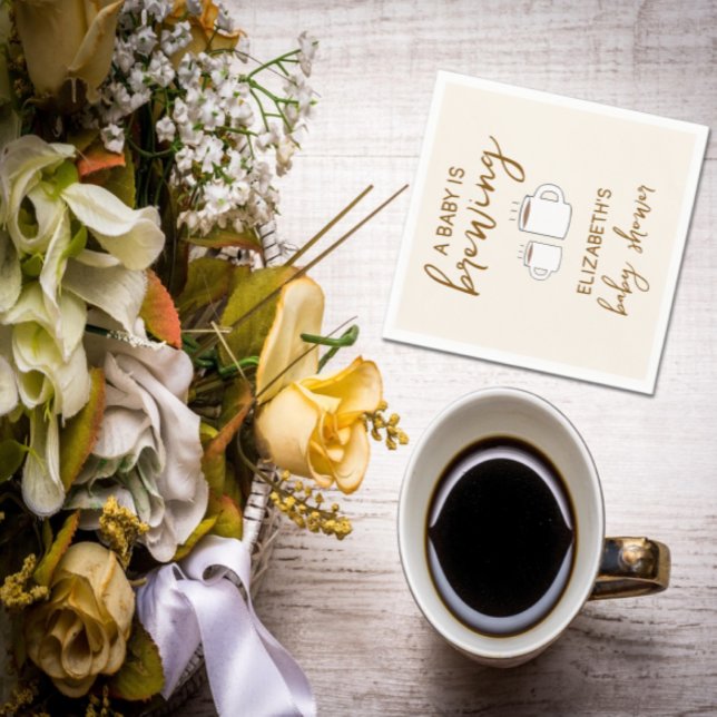 A Baby Is Brewing Baby Shower Napkin (Creator Uploaded)