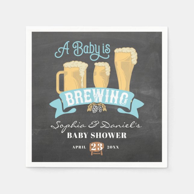 A Baby Is Brewing Baby Shower Napkins (Front)