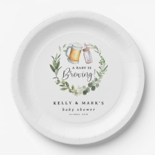 A Baby is Brewing Baby Shower Paper Plate