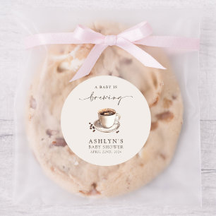 A Baby is Brewing Baby Shower Round Sticker