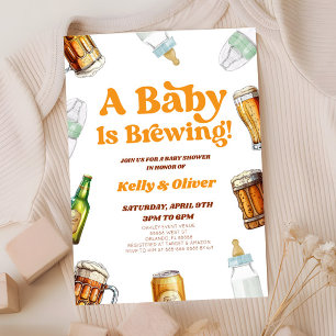 A Baby Is Brewing Beer Baby Bottle Baby Shower Invitation