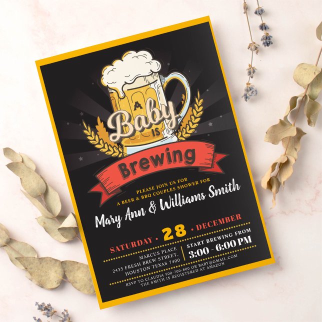 A baby is brewing beer couples baby shower invitation (Creator Uploaded)