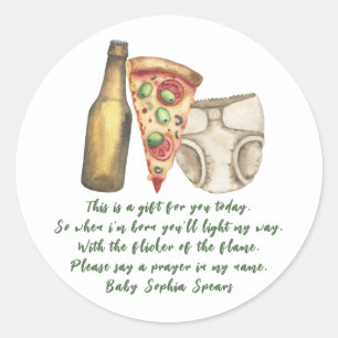 A baby is brewing beer - Prayer candle label