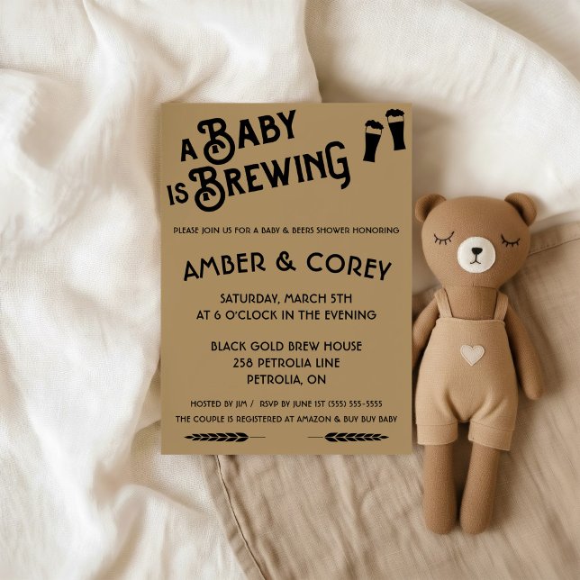 A Baby is Brewing Beer Themed Shower Invitation (Creator Uploaded)
