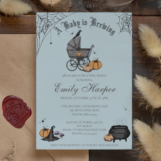 A Baby is Brewing Blue Boy Baby Shower Invitation