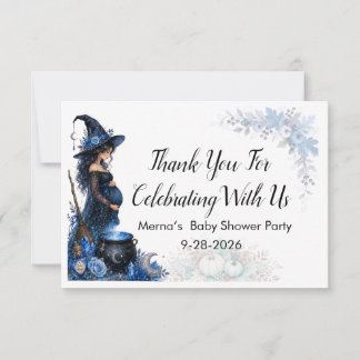 A Baby is Brewing blue Halloween Baby Shower Thank You Card