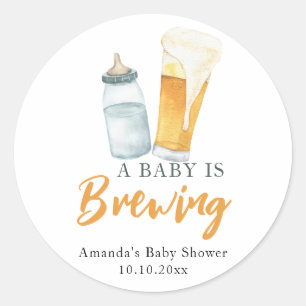 A Baby is Brewing Bottle Beer Baby shower Classic Round Sticker