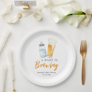 A Baby is Brewing Bottle Beer Baby shower Paper Plate