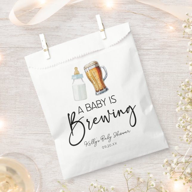 A Baby Is Brewing Bottle Beer Glass Baby Shower Favour Bags (Clipped)