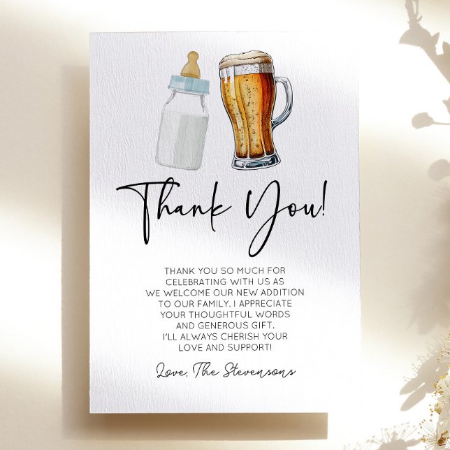 A Baby Is Brewing Bottle Beer Glass Baby Shower Thank You Card (Creator Uploaded)