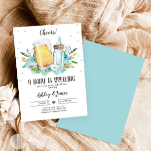 A Baby is Brewing Boy Blue Cheers Coed Baby Shower Invitation