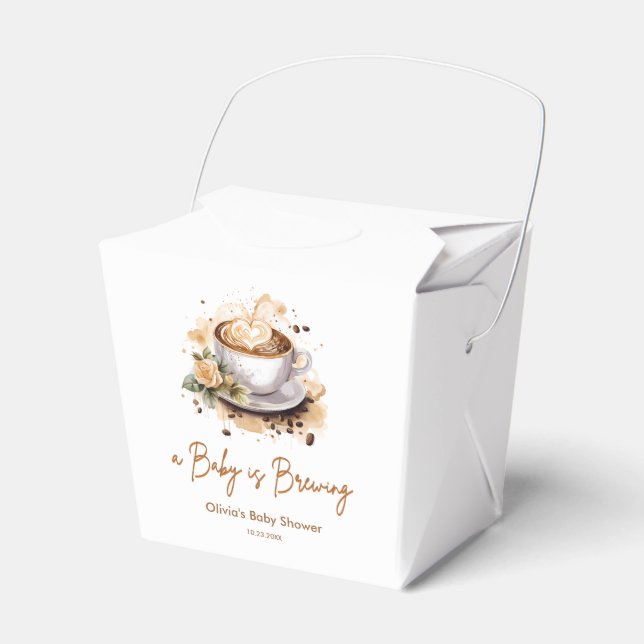 A Baby is Brewing Brown Coffee Baby Shower Favour Box (Front Side)
