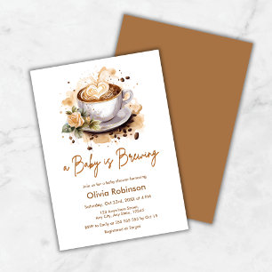 A Baby is Brewing Brown Coffee Baby Shower Invitation