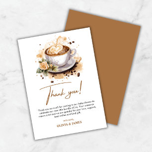 A Baby is Brewing Brown Coffee Baby Shower Thank You Card