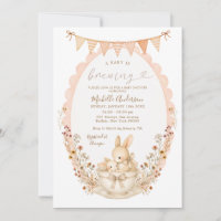 A Baby Is Brewing Bunny Tea Party Baby Shower Invi