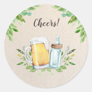 A Baby is Brewing Cheers Baby Shower Bottles Classic Round Sticker