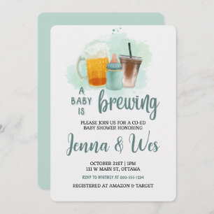 A Baby Is Brewing Co-Ed Baby Shower Invitation