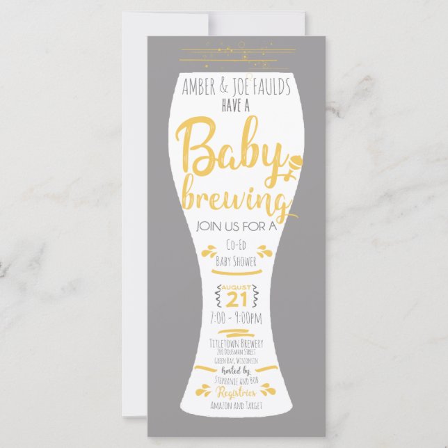 A Baby is Brewing Co-Ed Brewery Baby Shower Invite (Front)