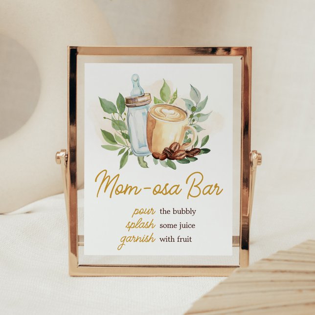 A Baby is Brewing Coffee Baby Shower Mum Osa Bar Poster (Bottle and Coffee Baby Shower Mom Osa Bar Sign)