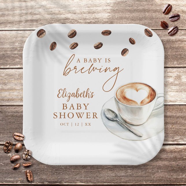 A Baby Is Brewing Coffee Baby Shower Paper Plate (A Baby Is Brewing Coffee Baby Shower Paper Plates)