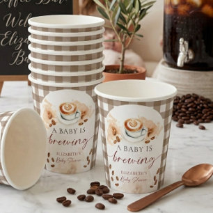 A Baby Is Brewing Coffee Baby Shower Personalised Paper Cups