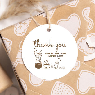 A Baby is Brewing Coffee Baby Shower Round Favour Tags